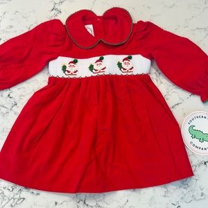 Smocked Christmas Santa Collard Baby Dress